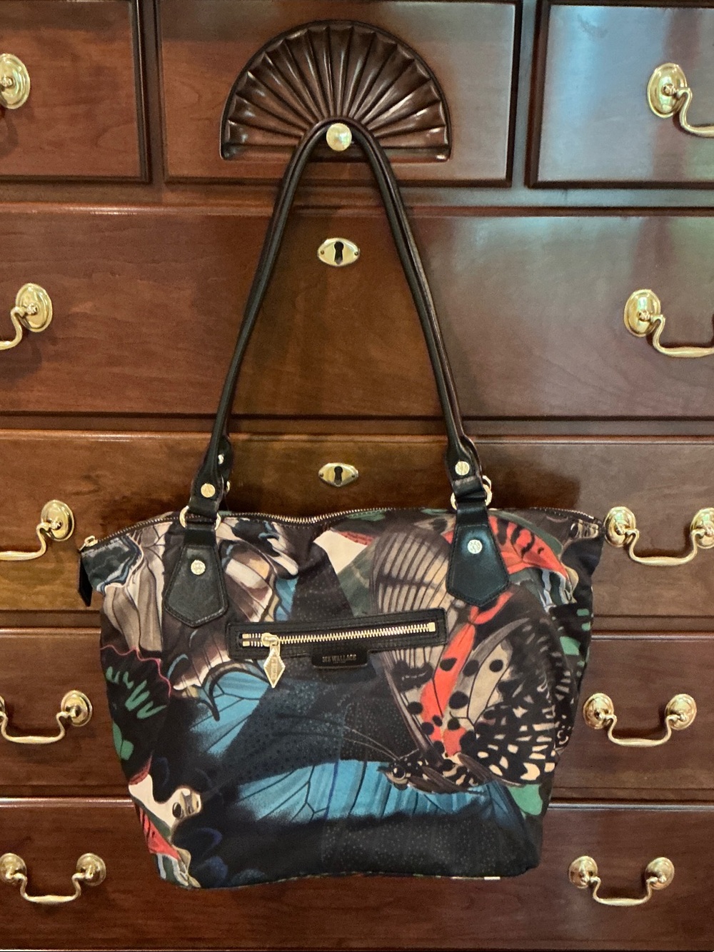 MZ Wallace Black Multicolor Butterfly Print Tote including Wristlet - Picture 6 of 13
